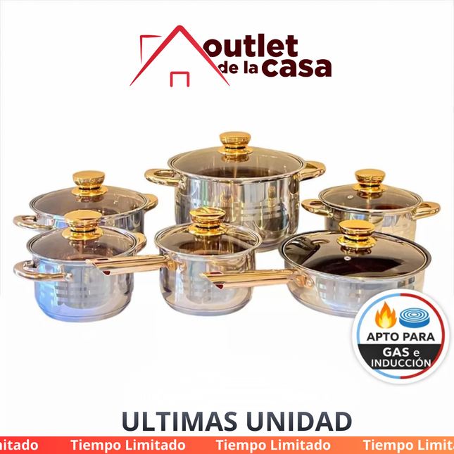 Juego de Ollas MATTERHORN 12 Piezas – Acero Inox Premium